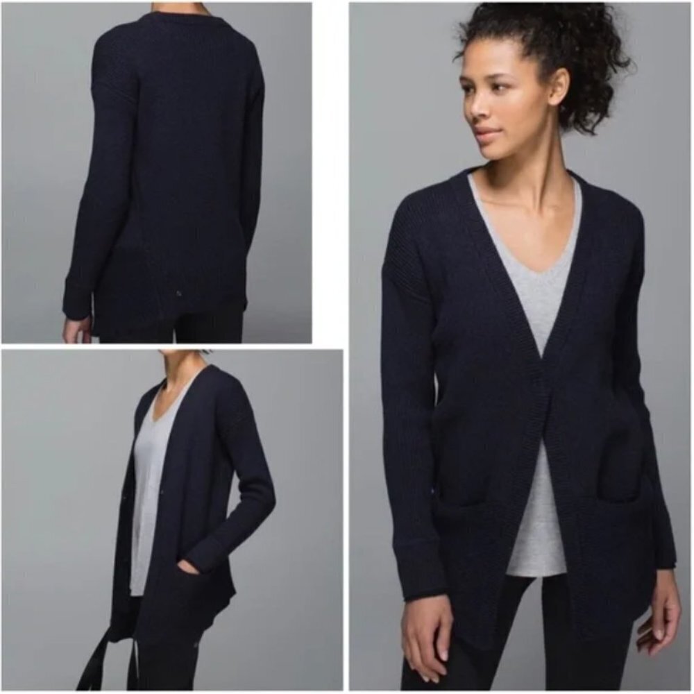 Lululemon We Like To Cardi Heathered Black II44